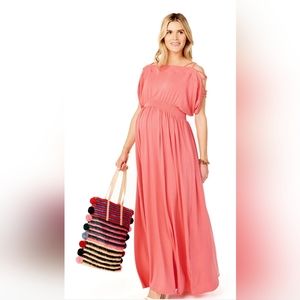 Ingrid & Isabel maternity empire waist dress in Coral